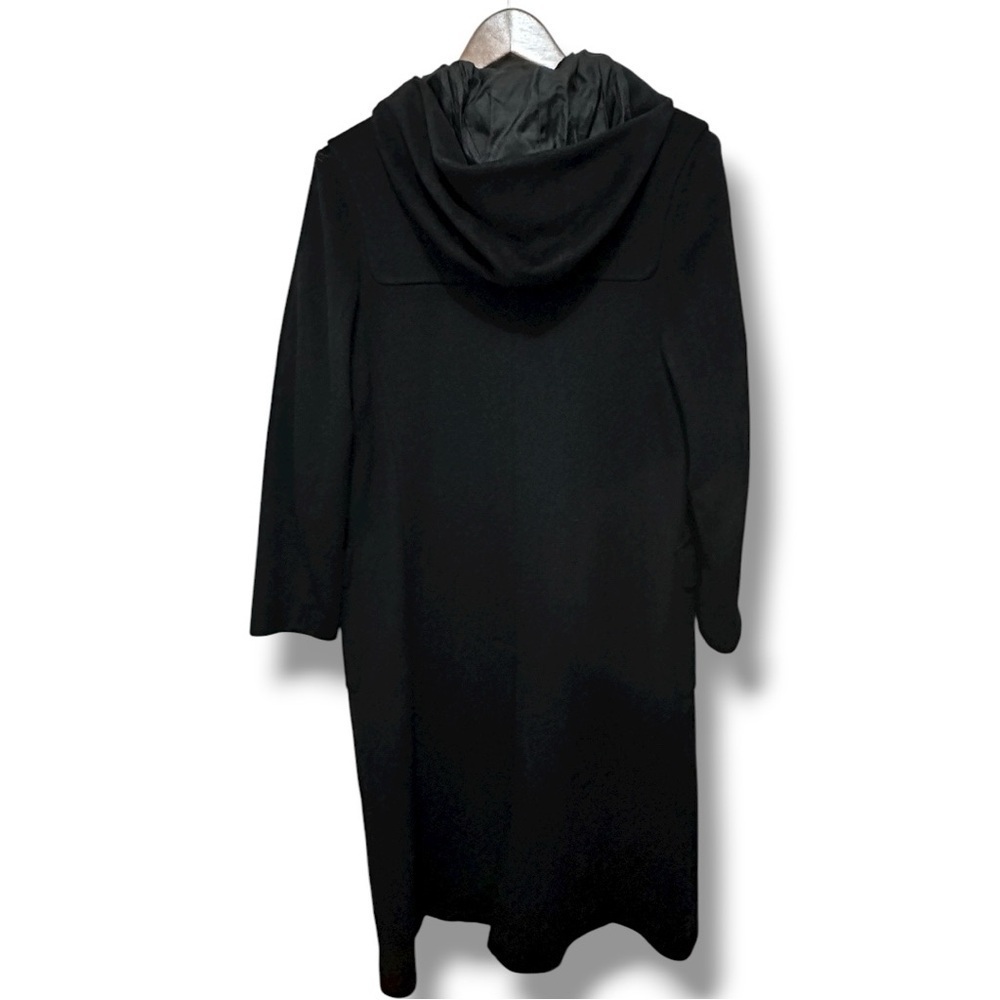 347 Burberry London | NWOT Italy $2900 Black Wool Cashmere Hooded Coat (Size 12) - Picture 4 of 13